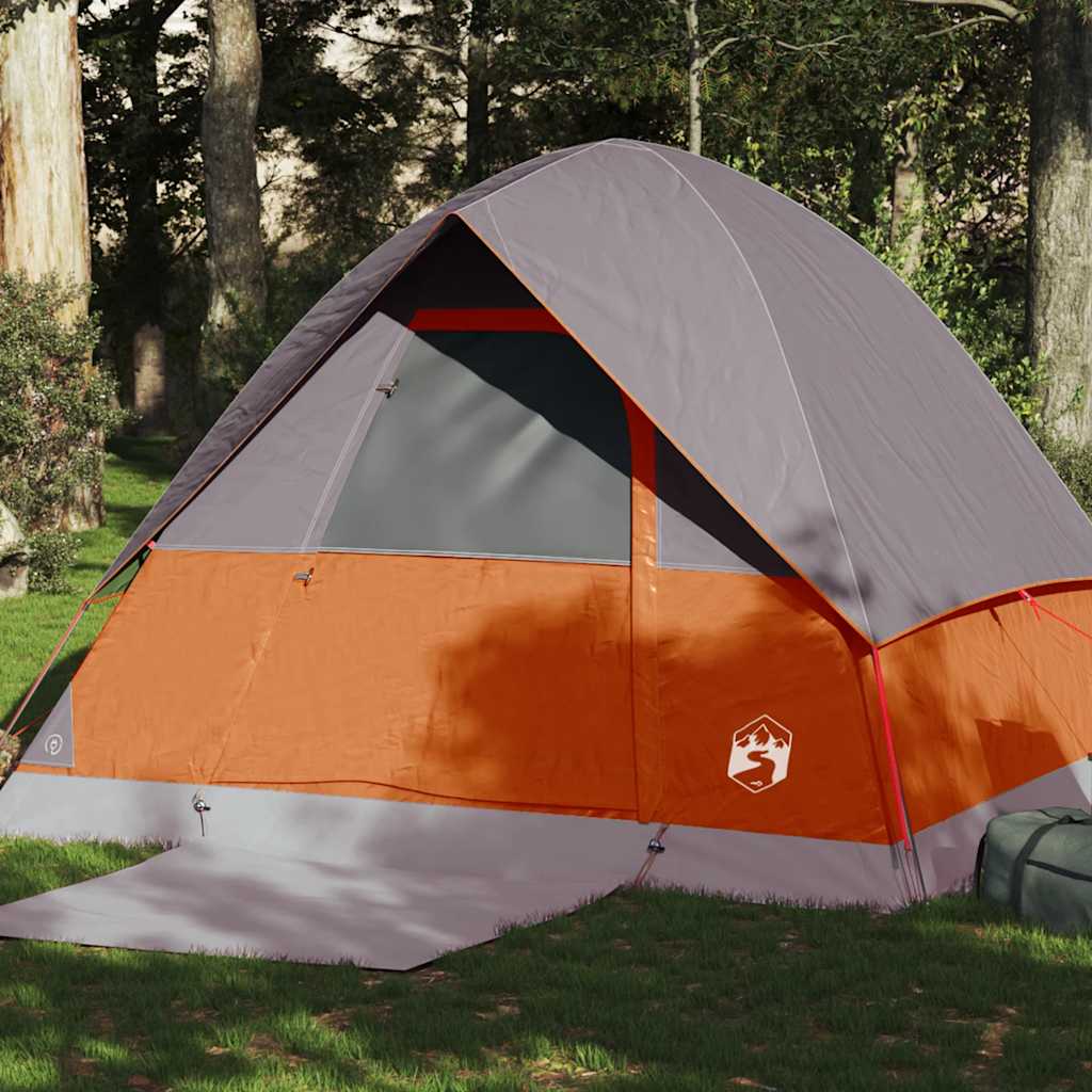4-personers campingtelt vandtæt grå og orange billede