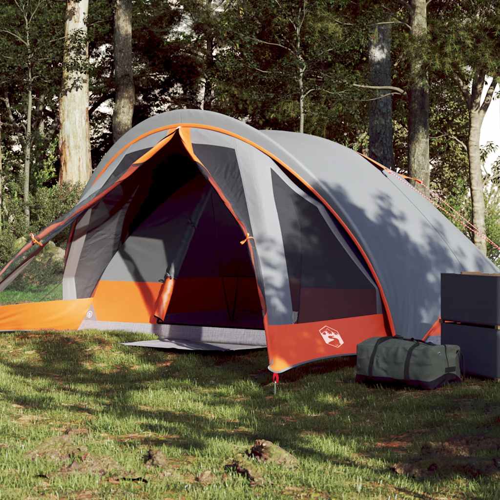 4-personers campingtelt vandtæt grå og orange billede