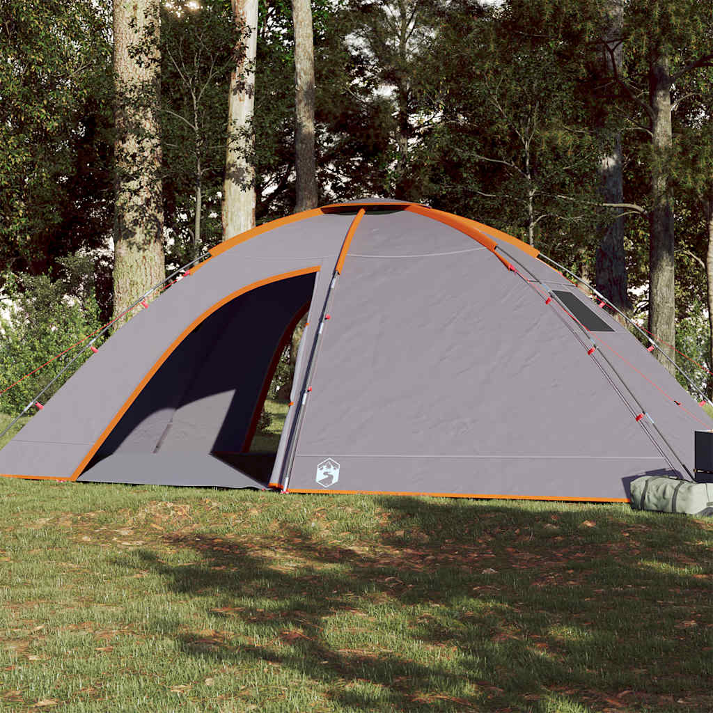 8-personers campingtelt vandtæt grå og orange billede