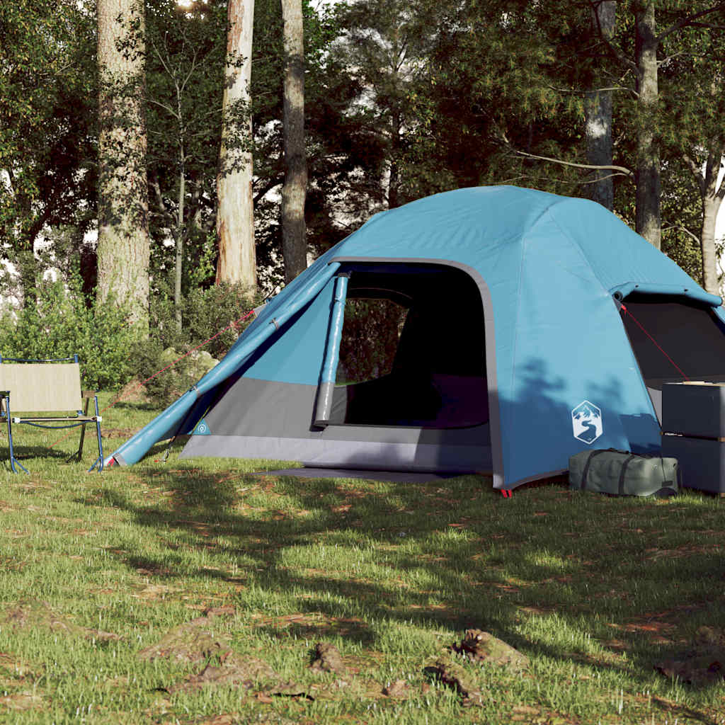 4-personers campingtelt vandtæt blå