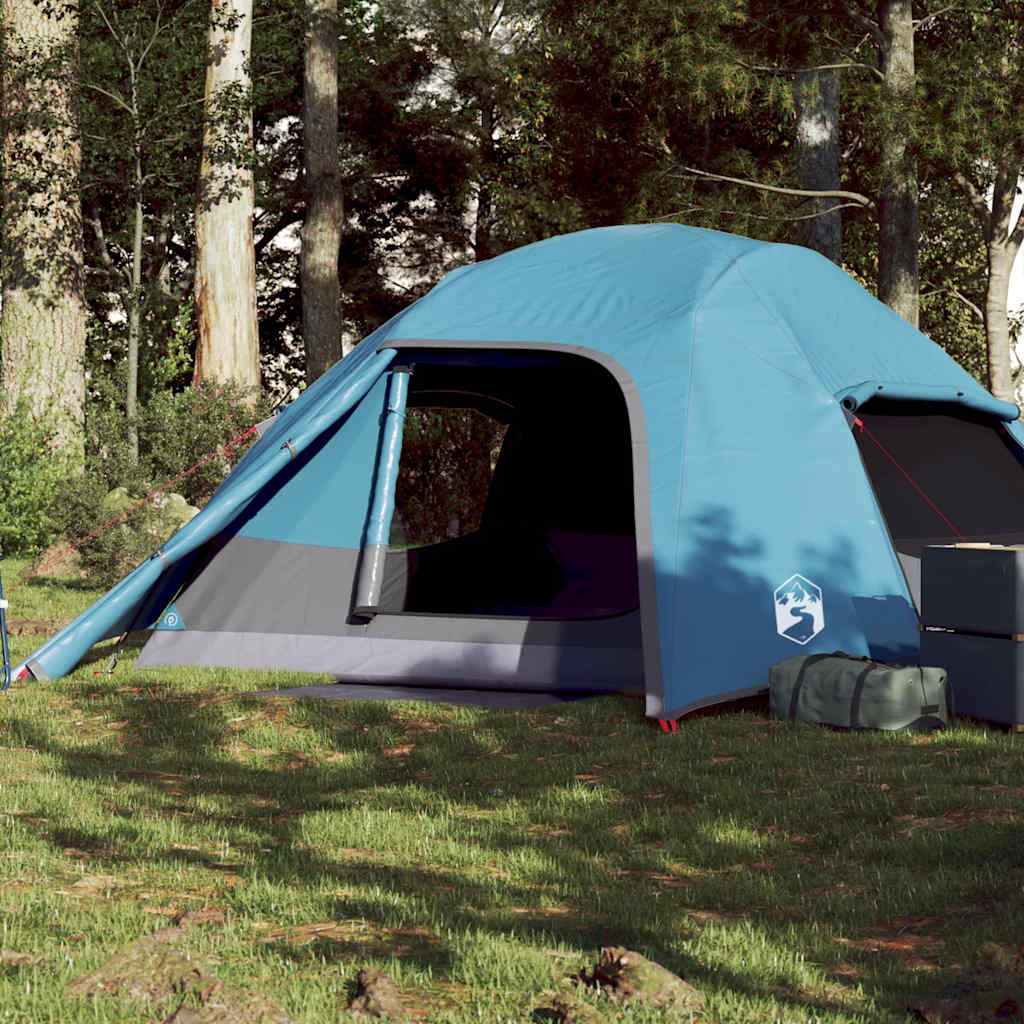 4-personers campingtelt vandtæt blå billede