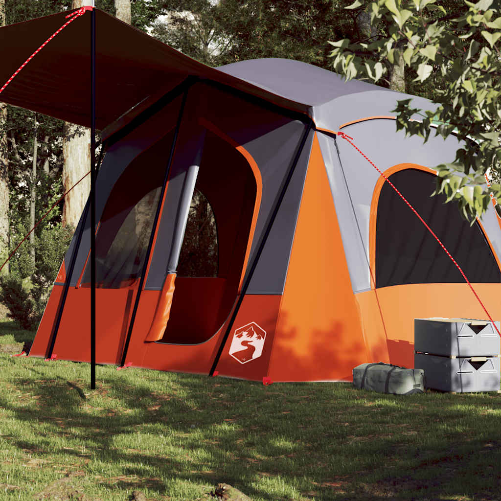 5-personers campingtelt vandtæt grå og orange billede