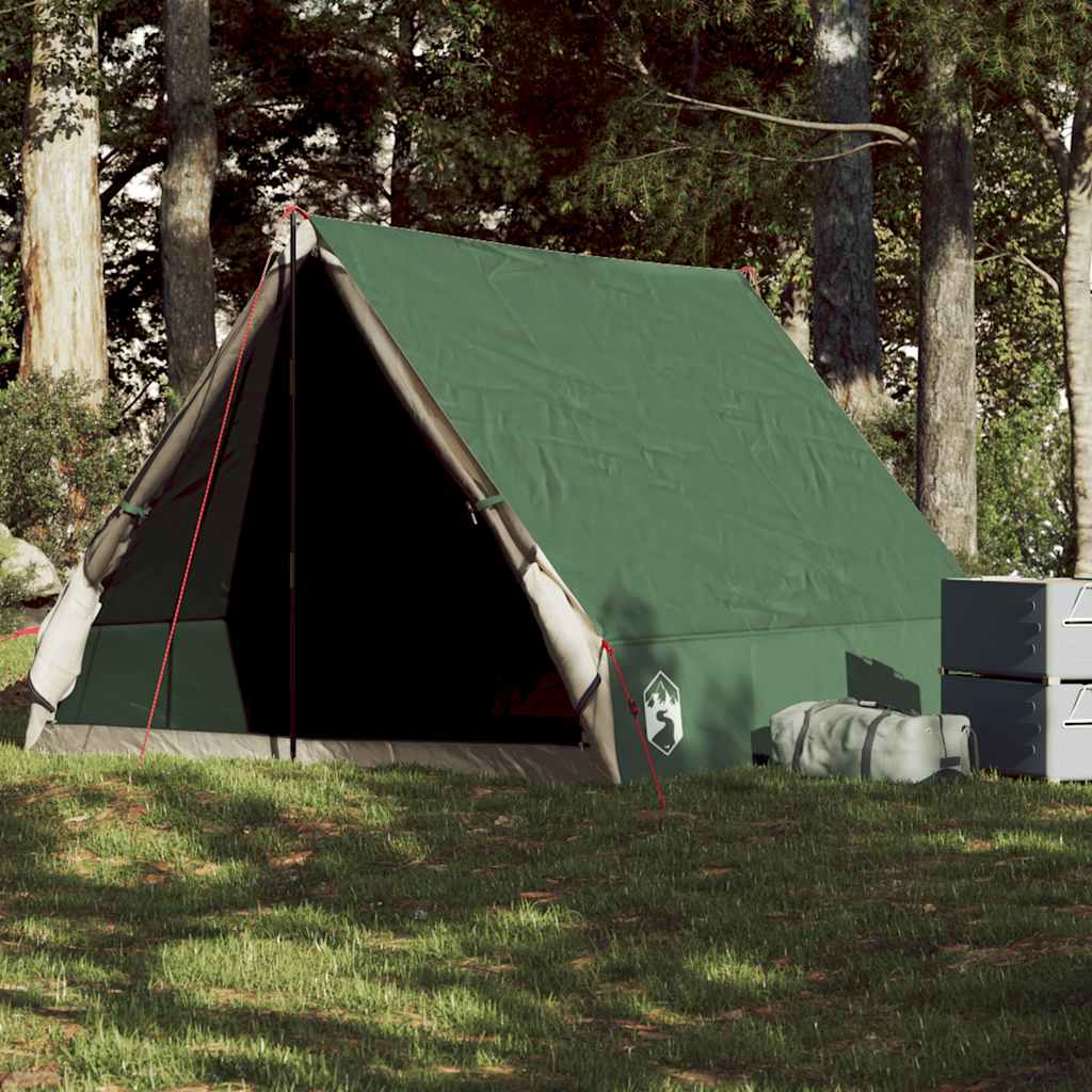 2-personers campingtelt A-stel vandtæt grøn billede