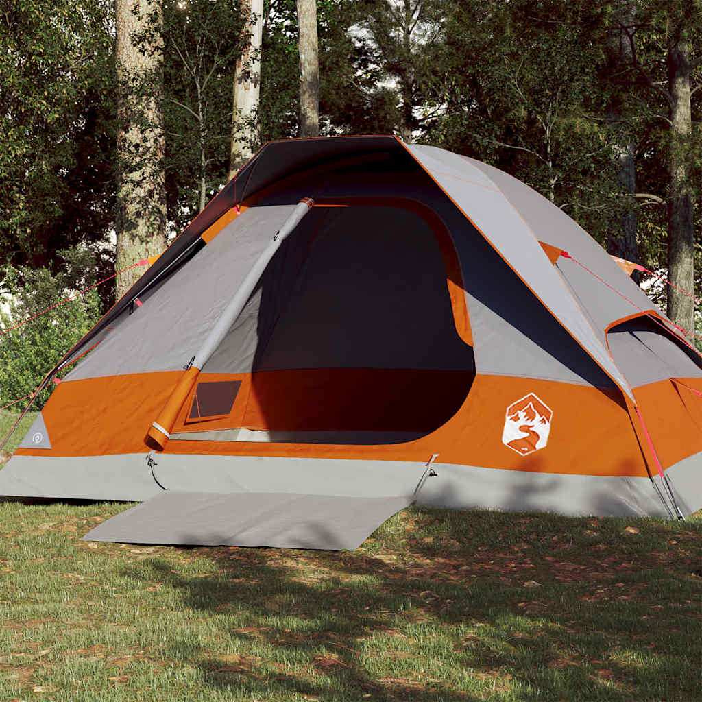 4-personers campingtelt vandtæt grå og orange billede