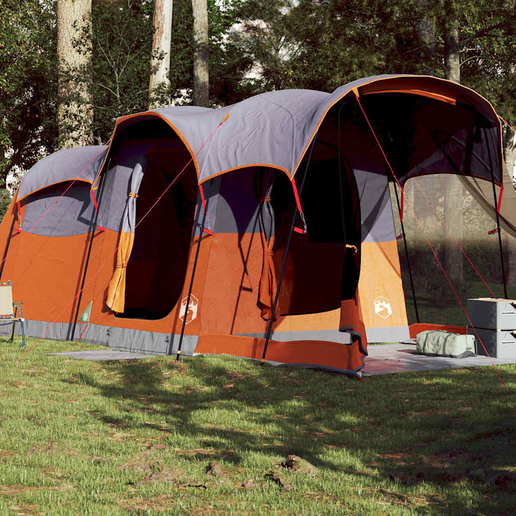 8-personers campingtelt vandtæt grå og orange billede