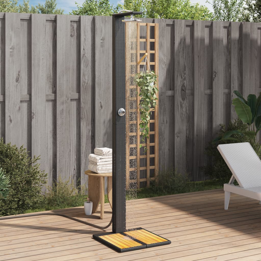 havebruser 50x55x224 cm polyrattan og akacietræ sort billede
