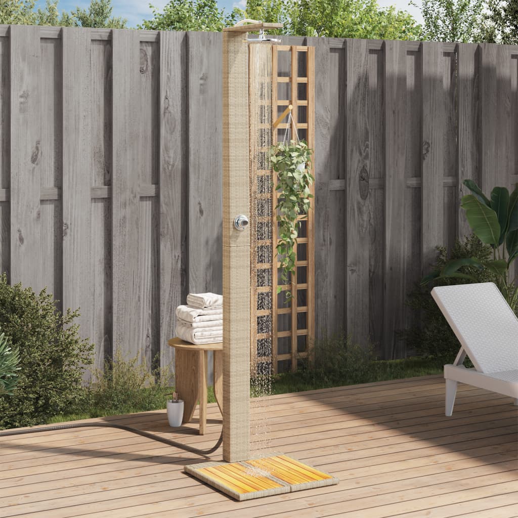 havebruser 50x55x224 cm polyrattan og akacietræ beige billede