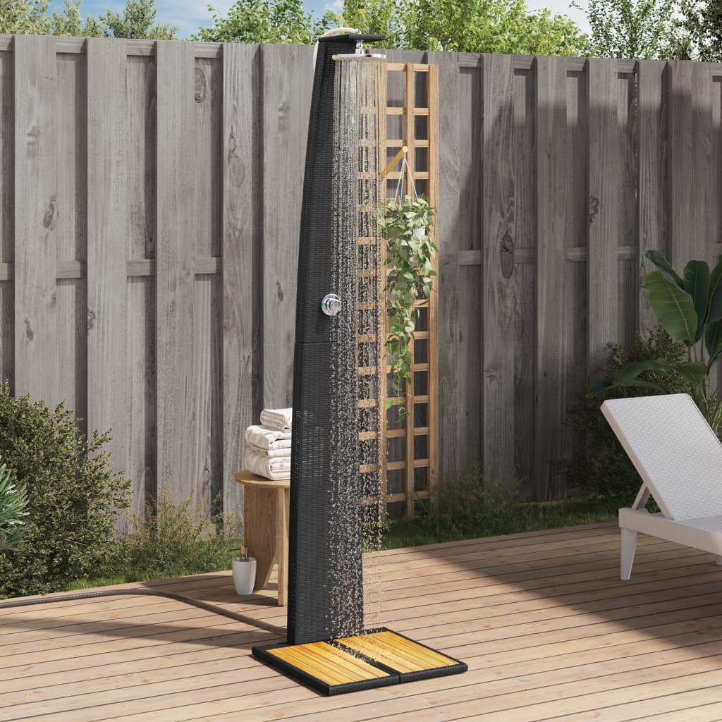havebruser 55x60x224 cm polyrattan og akacietræ sort billede