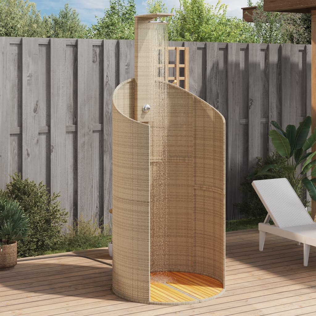 havebruser 100x100x241,5 cm polyrattan og akacietræ beige billede