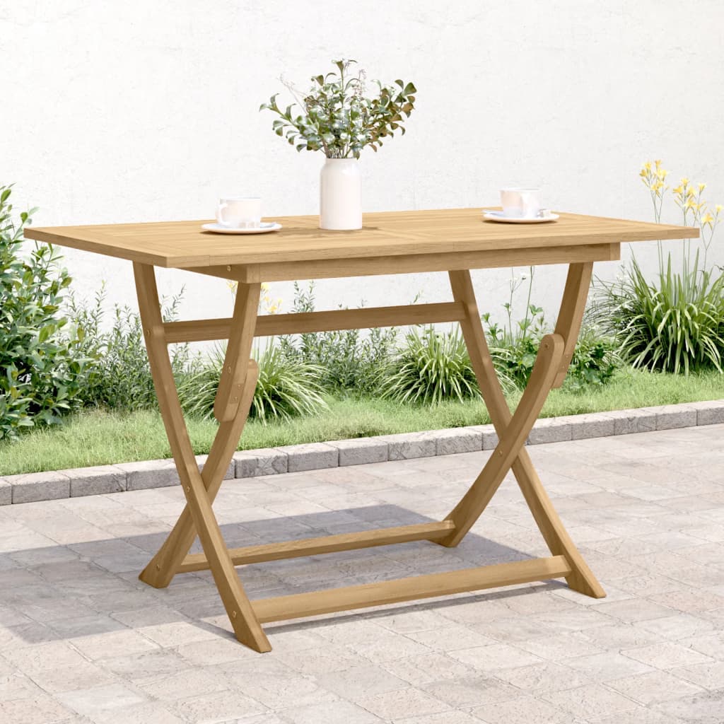 foldbart havebord 120x70x75 cm massivt akacietræ billede