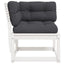 hjørnemodul til havesofa 73x73x78 cm m. hynder massivt fyr hvid