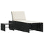 modulære liggestole 2 stk. med bord sort polyrattan