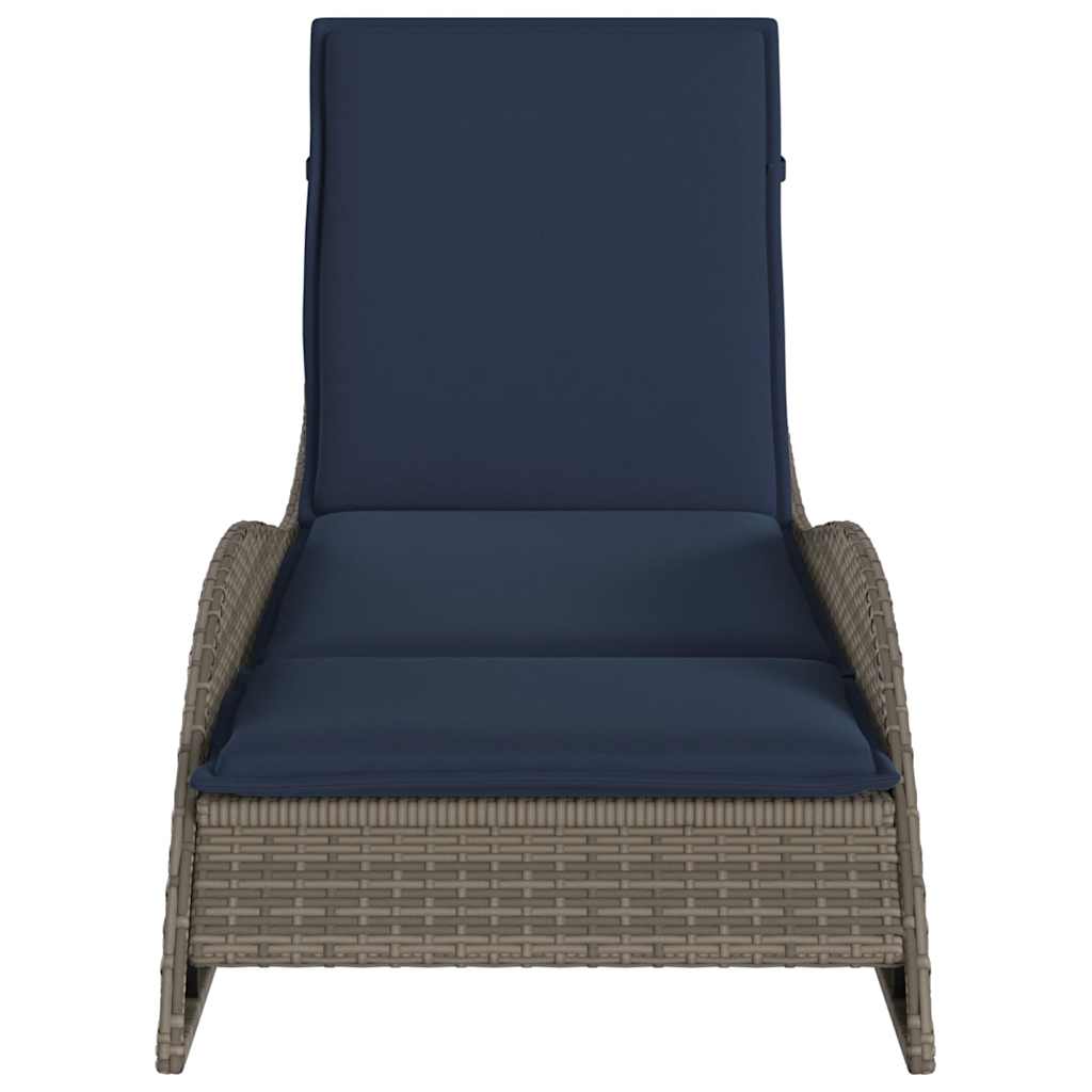 liggestol med hynde grå 60x205x73 cm polyrattan