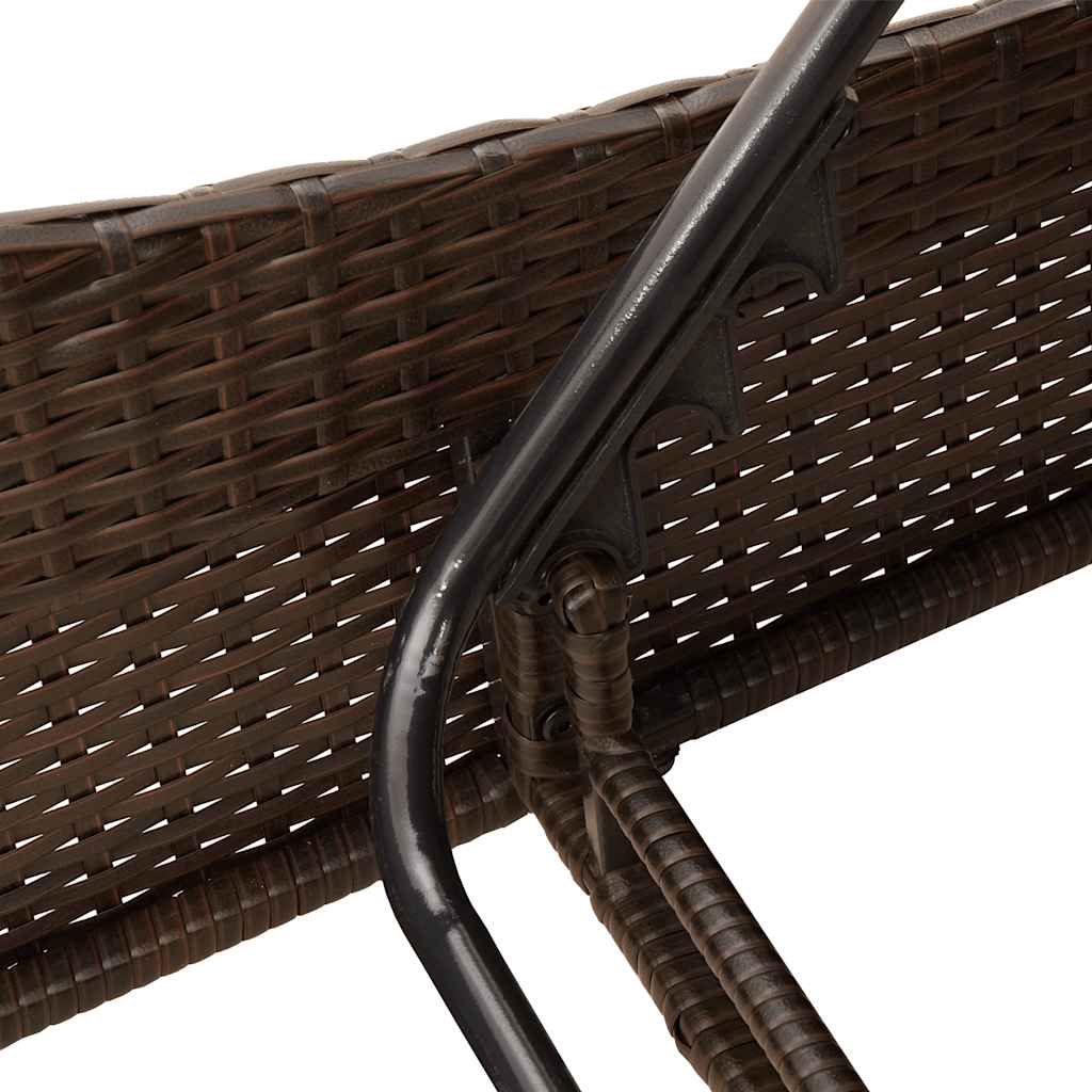 liggestol med hynder brun 114x205x73 cm polyrattan