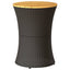 sidebord trommeformet polyrattan og massivt træ sort
