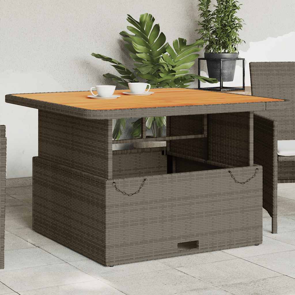 havebord 110x110x71 cm polyrattan og massivt akacietræ grå billede