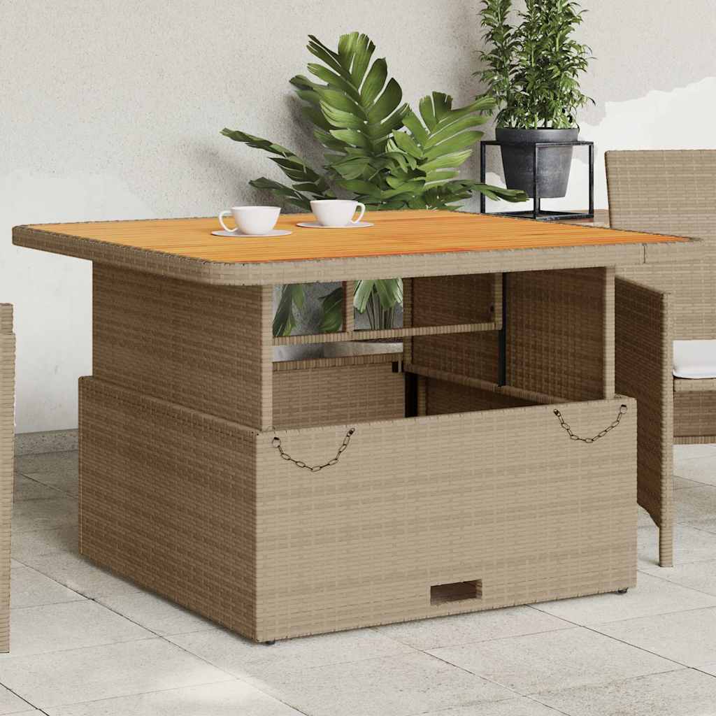 havebord 110x110x71 cm polyrattan og akacietræ beige billede
