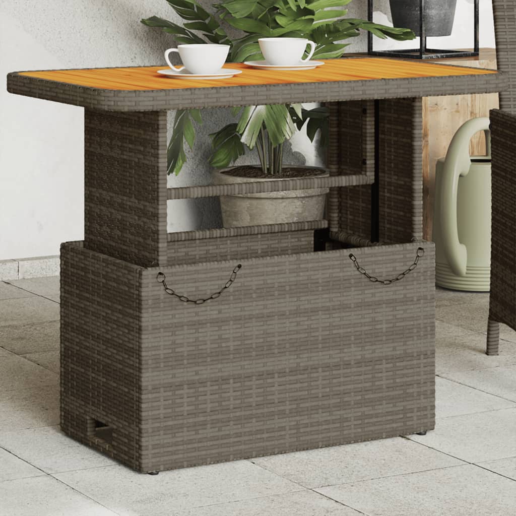 havebord 90x55x71 cm polyrattan og massivt akacietræ grå billede