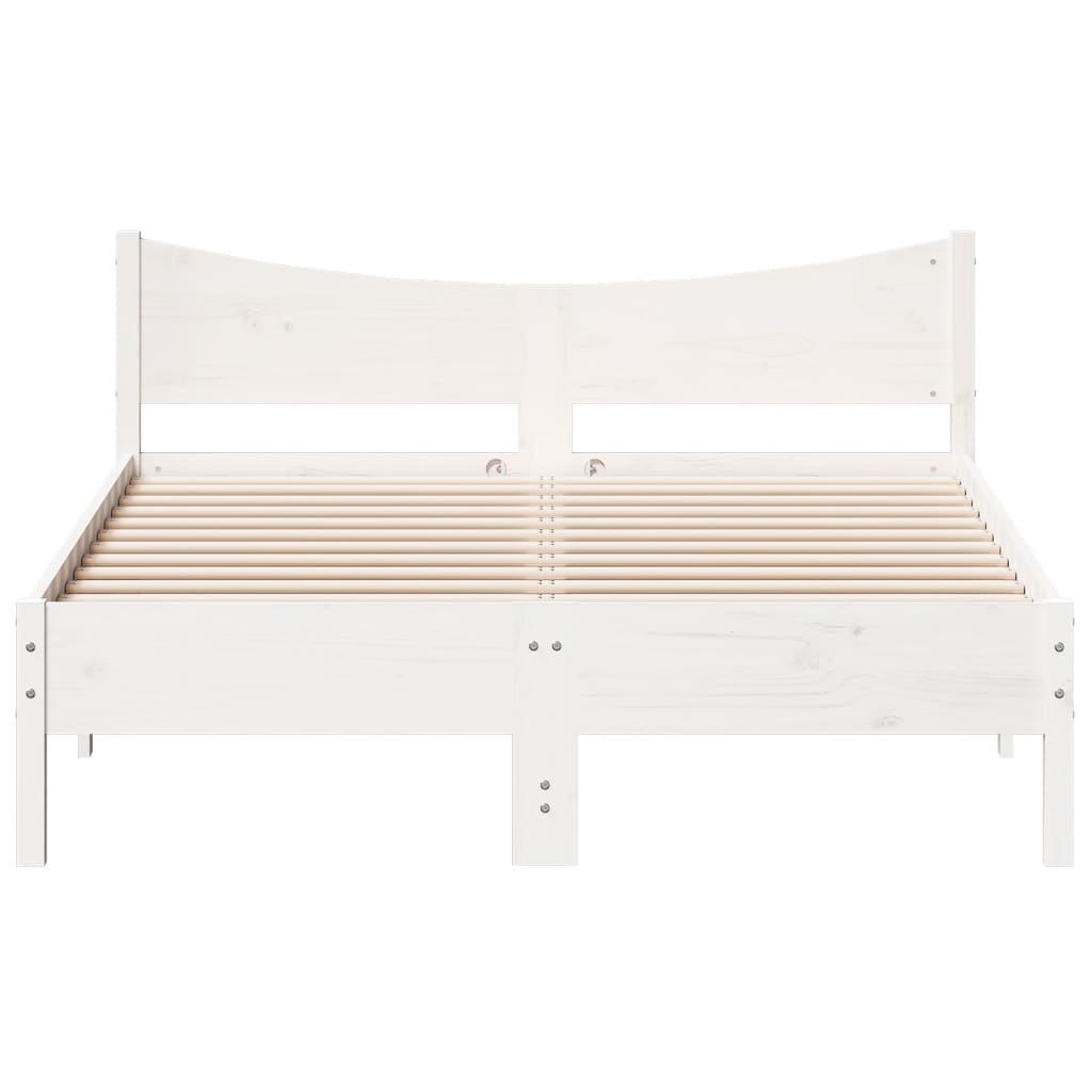 sengeramme uden madras 140x200 cm massivt fyrretræ hvid