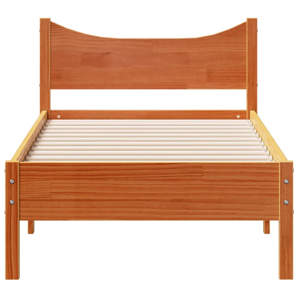 sengeramme uden madras 90x200 cm massivt fyrretræ gyldenbrun