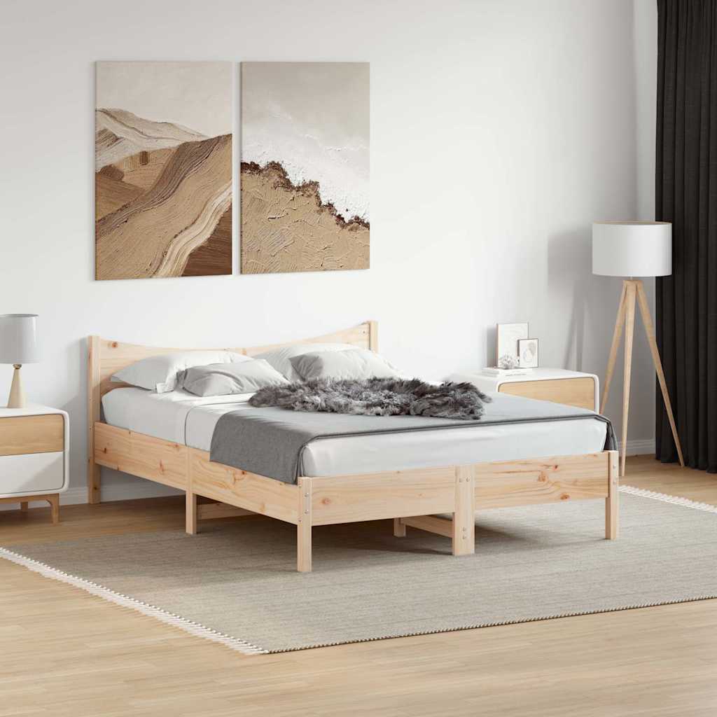 sengeramme uden madras 135x190 cm massivt fyrretræ hvid