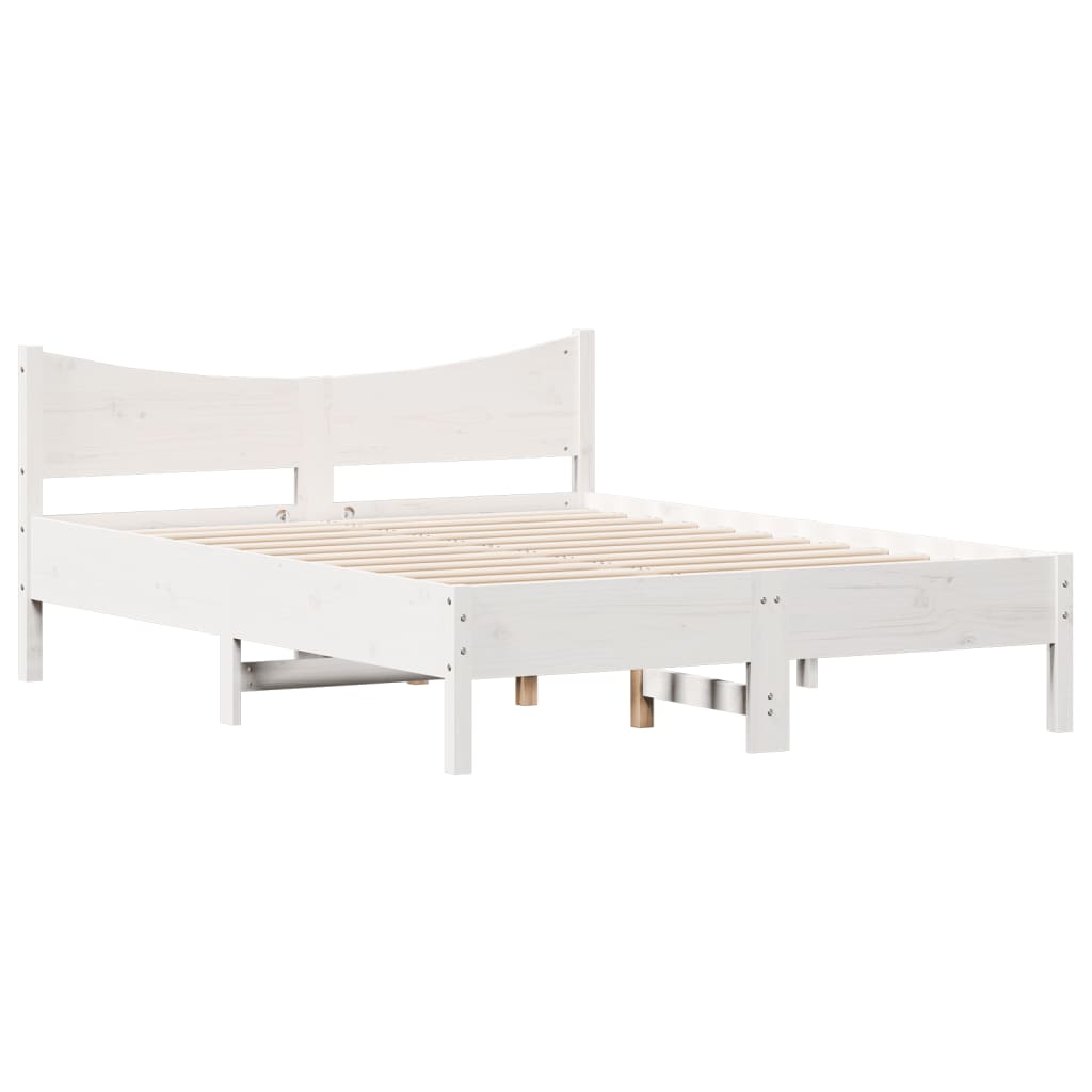 sengeramme uden madras 135x190 cm massivt fyrretræ hvid