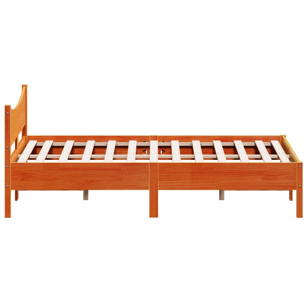 sengeramme uden madras 135x190 cm massivt fyrretræ brun