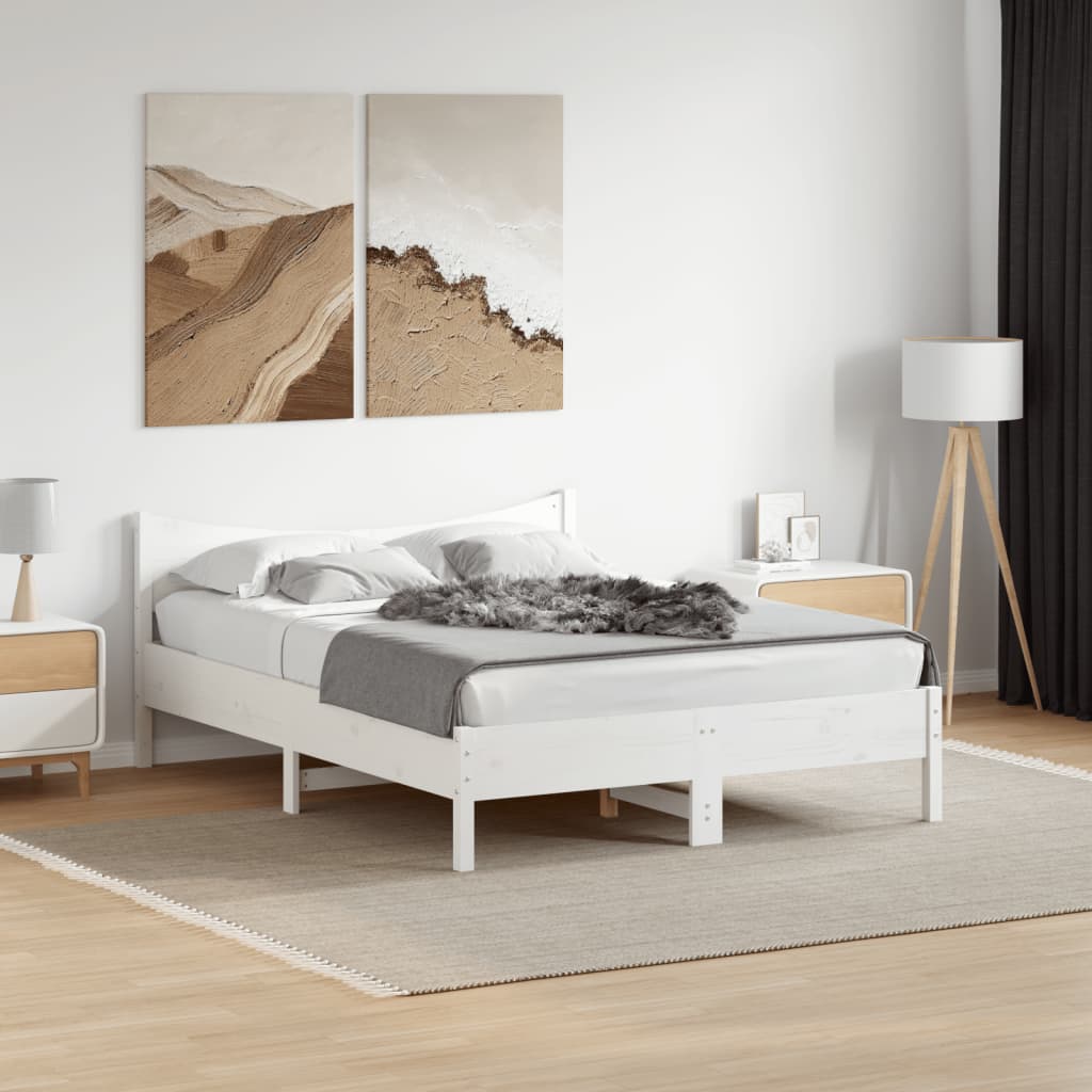 sengeramme uden madras 120x190 cm massivt fyrretræ hvid