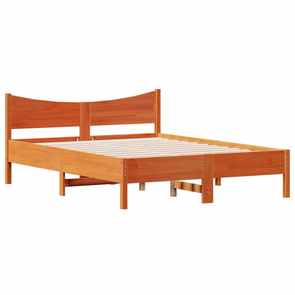 sengeramme uden madras 120x190 cm massivt fyrretræ gyldenbrun