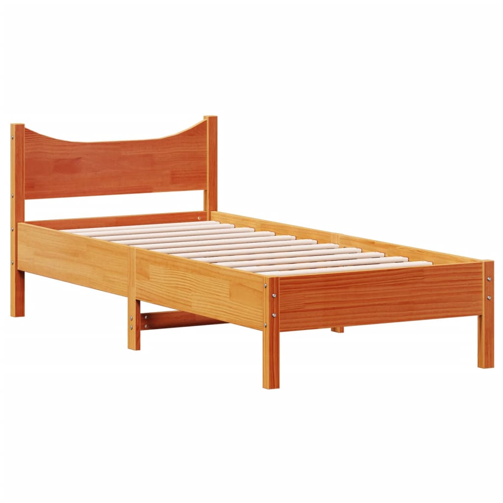 sengeramme uden madras 90x190 cm massivt fyrretræ gyldenbrun