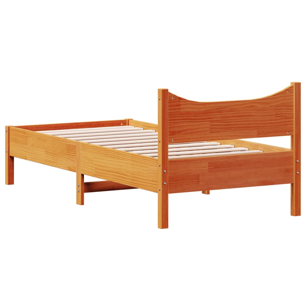 sengeramme uden madras 90x190 cm massivt fyrretræ gyldenbrun
