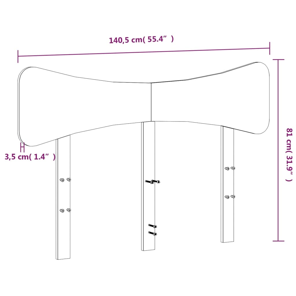 sengegavl 135 cm massivt fyrretræ