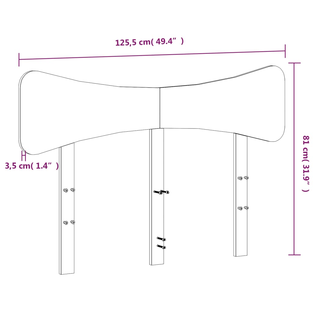 sengegavl 120 cm massivt fyrretræ