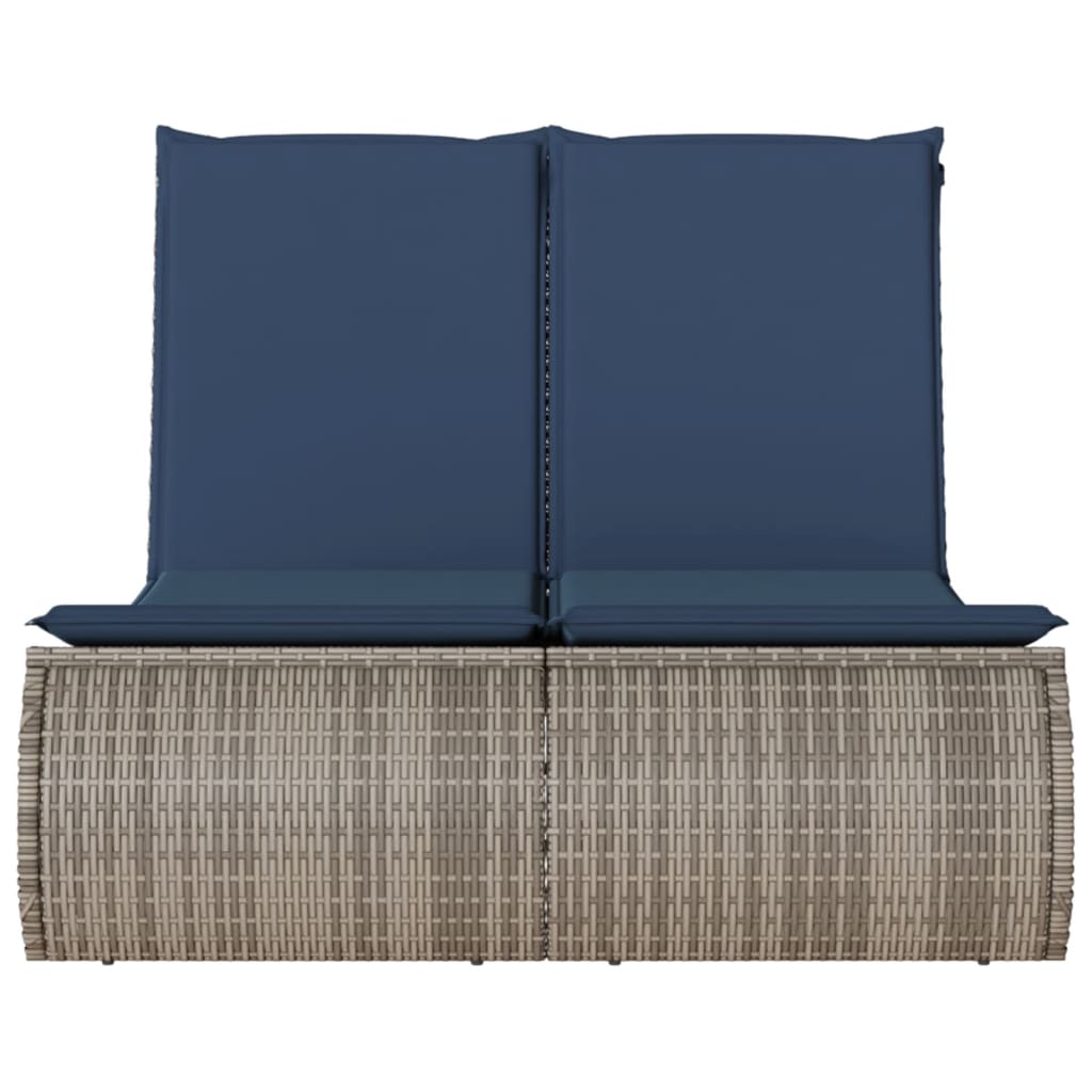 loungesofa med hynder polyrattan grå