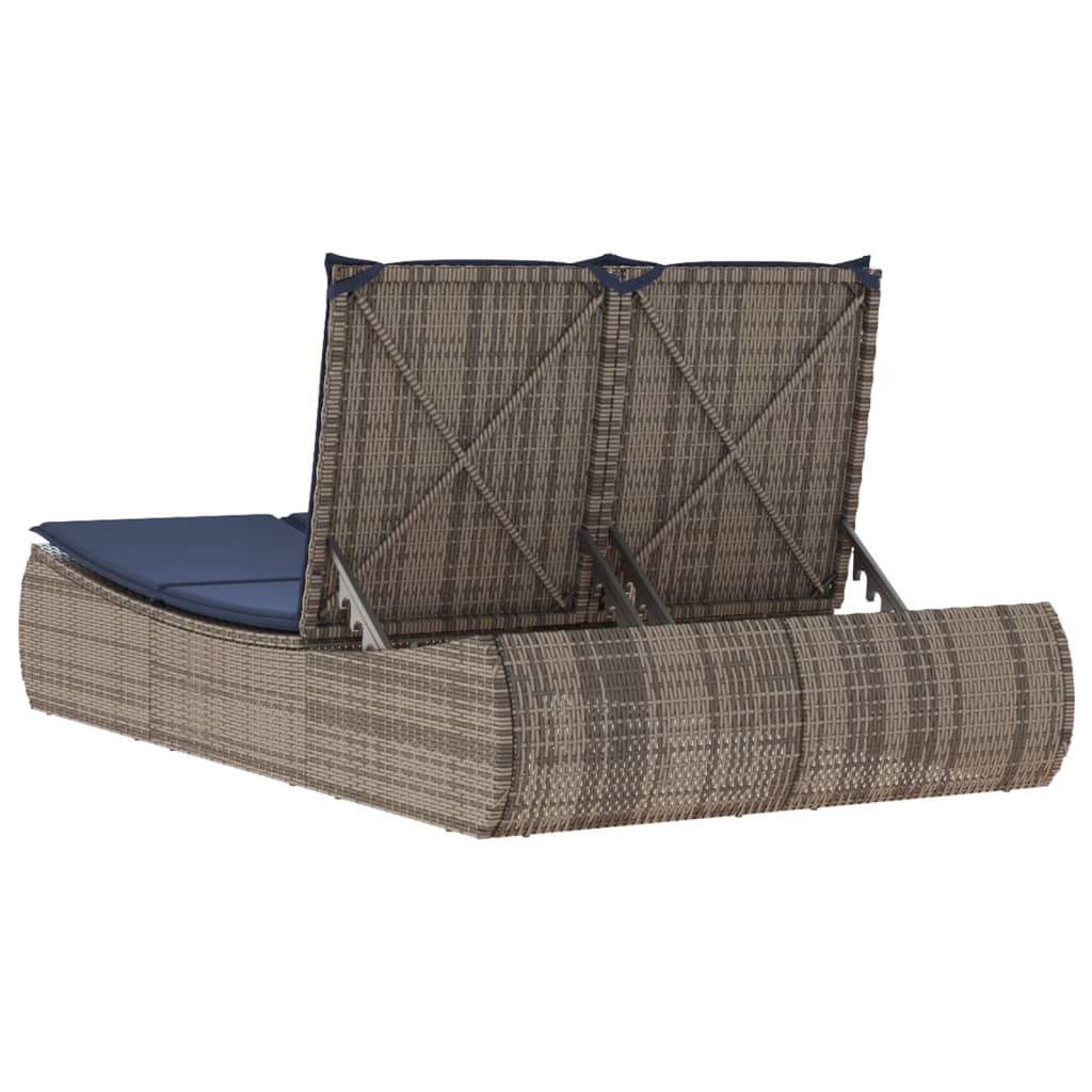 loungesofa med hynder polyrattan grå