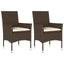 havestole med hynder 2 stk. polyrattan brun