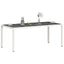 havebord med glastop 190x90x75 cm polyrattan hvid