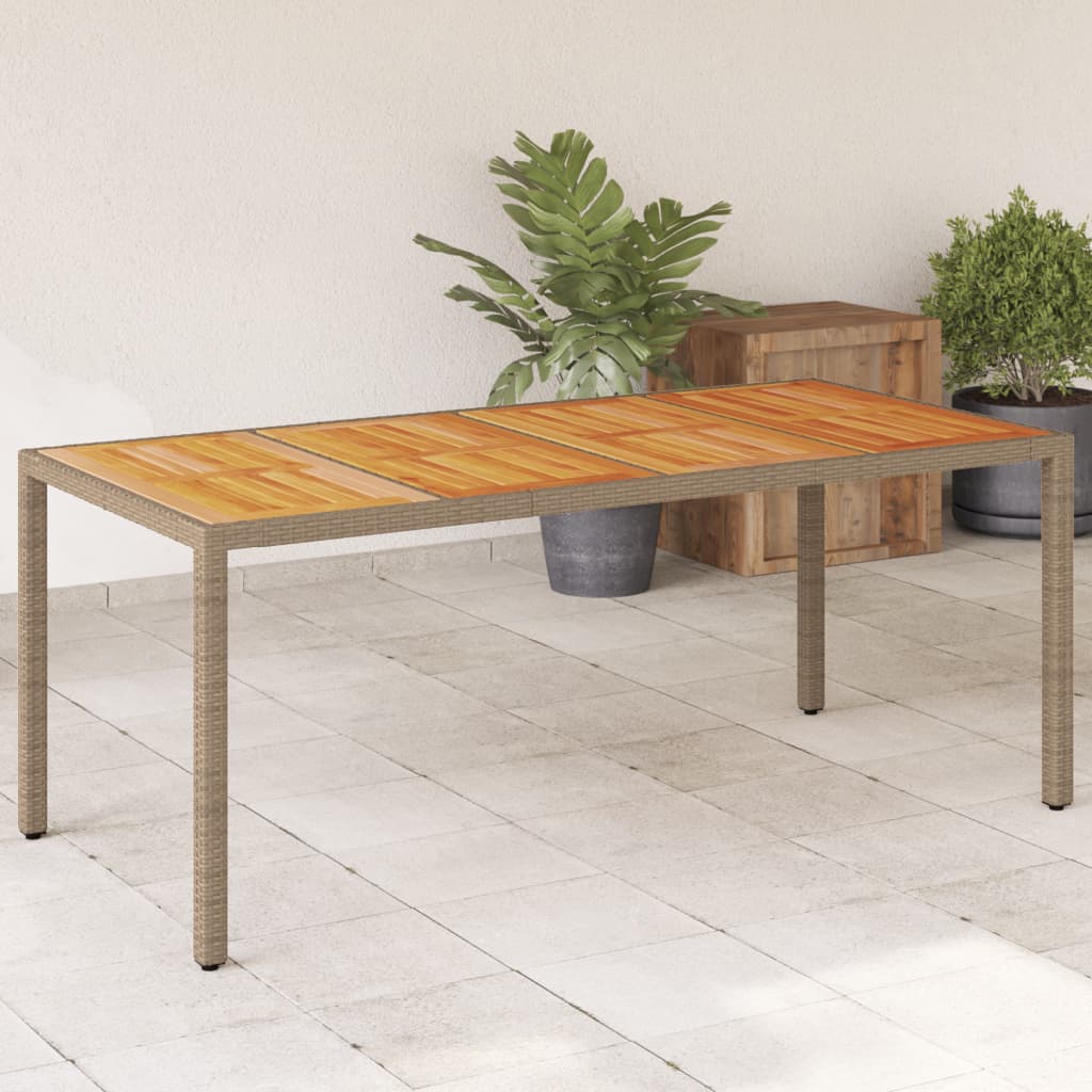 havebord 190x90x75 cm polyrattan og massivt akacietræ beige billede