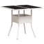 havebord med glastop 80x80x75 cm polyrattan hvid