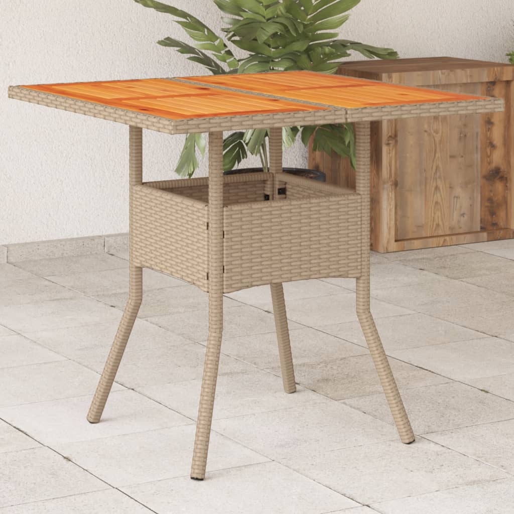 havebord 80x80x75 cm polyrattan og akacietræ sort billede
