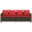loungesofa med hynder polyrattan brun