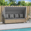loungesofa med baldakin og hynder polyrattan beige