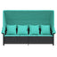 loungesofa med baldakin og hynder polyrattan sort