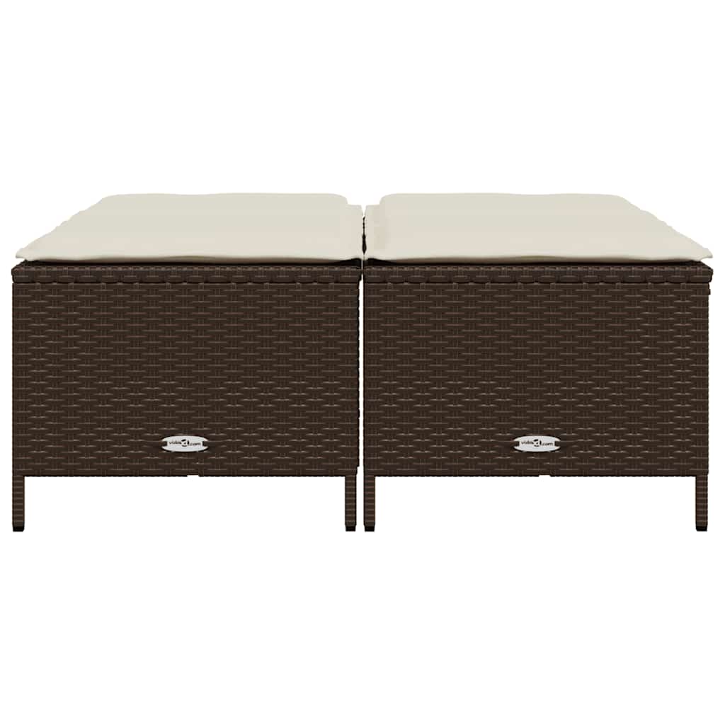 haveskamler 4 stk. med hynder polyrattan brun