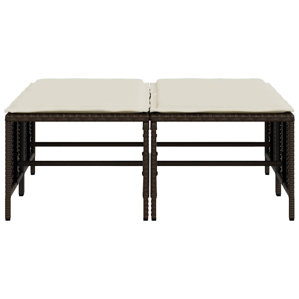 haveskamler 4 stk. med hynder polyrattan brun