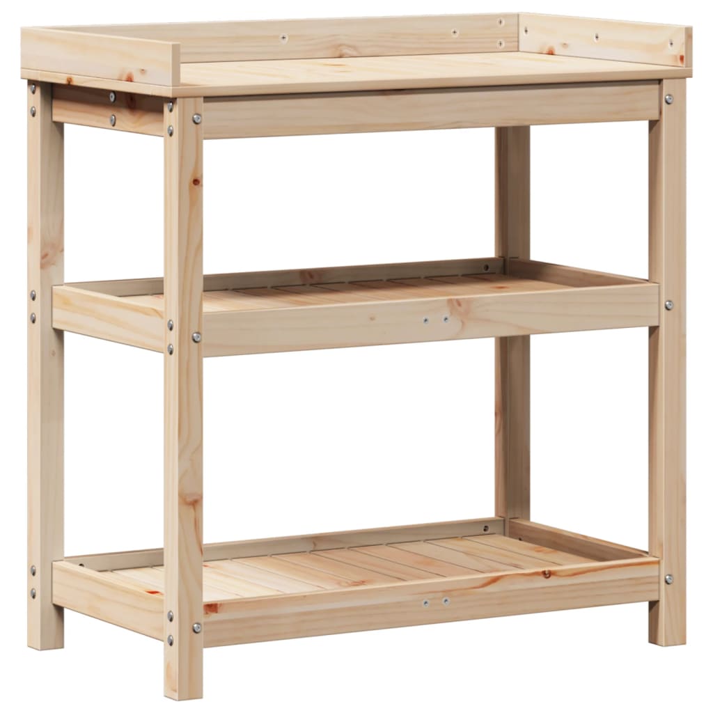 plantebord med hylder 82,5x45x86,5 cm massivt fyrretræ