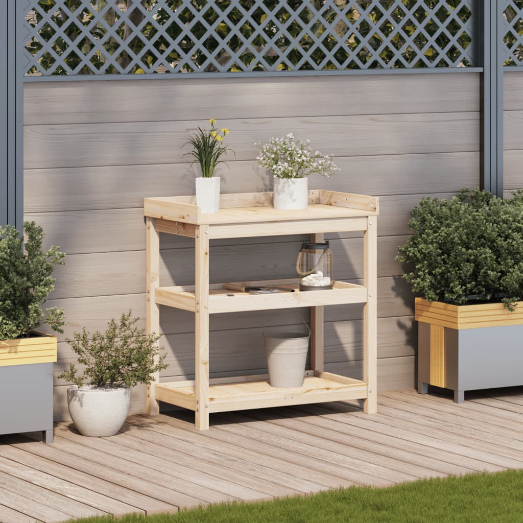 plantebord med hylder 82,5x45x86,5 cm massivt fyrretræ