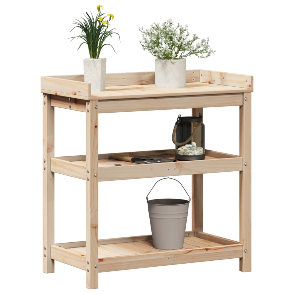 plantebord med hylder 82,5x45x86,5 cm massivt fyrretræ