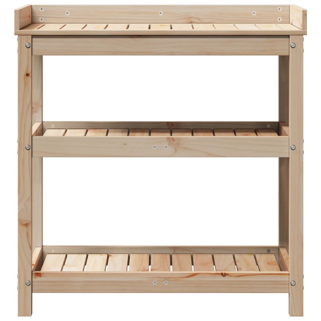 plantebord med hylder 82,5x45x86,5 cm massivt fyrretræ