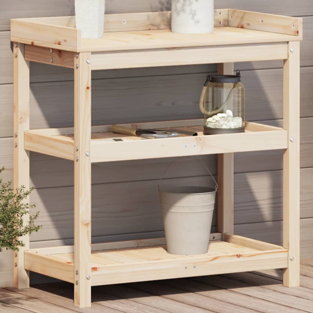 plantebord med hylder 82,5x45x86,5 cm massivt fyrretræ